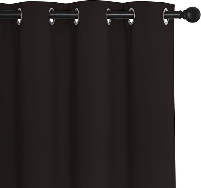 NICETOWN Blackout Curtain Panel 63 inch Long for Window - Thermal Insulated Solid Grommet Blackout Drape for Bedroom Living Room Kitchen (Single Panel, 52W x 63L, Brown)