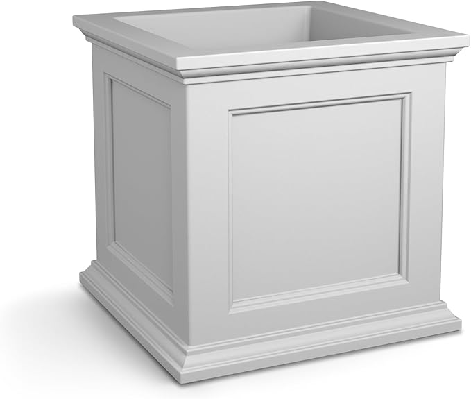 Mayne 5825W Fairfield Patio Planter, White, 20-Inch