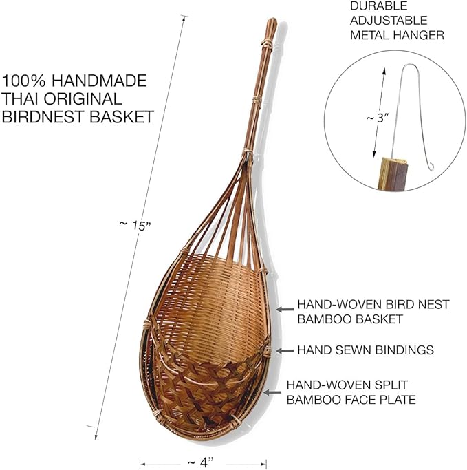Handmade 100% Thai Bamboo Hanging Orchid Basket β 4 Inch Set of 6