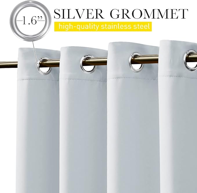 NICETOWN 2 Panels Outdoor Curtains for Patio Waterproof & Windproof, Grommet & Back Tab on Top & Bottom Weighted Drapes Keep Sun/Rain Out with Bouns Rope for Pergola, Greyish White, W66 x L84