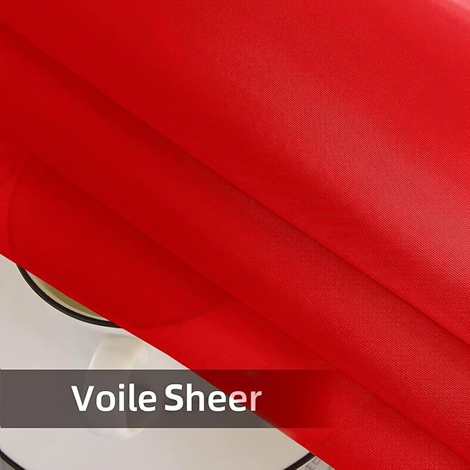 SpaceDresser Waterproof Outdoor Sheer Curtains for Patio - 4 Panels Rod Pocket Indoor Voile Sheer Curtain for Living Room,52W x 96L inch, Red