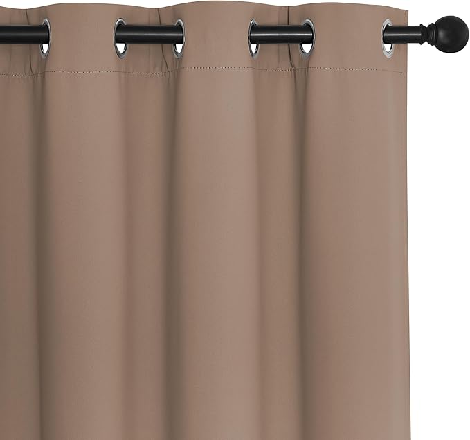 NICETOWN Blackout Curtains 72 inches Long, Grommet Privacy Window Treatment Thermal Insulated Room Darkening Sliding Glass Door Drape for Bedroom Living Room, 1 Panel, W100 x L72, Cappuccino