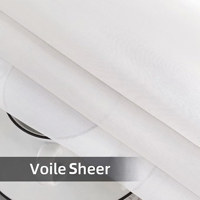 SpaceDresser Waterproof Outdoor Sheer Curtains for Patio - 2 Panels Rod Pocket Indoor Voile Sheer Curtain for Living Room,52W x 120L inch,White