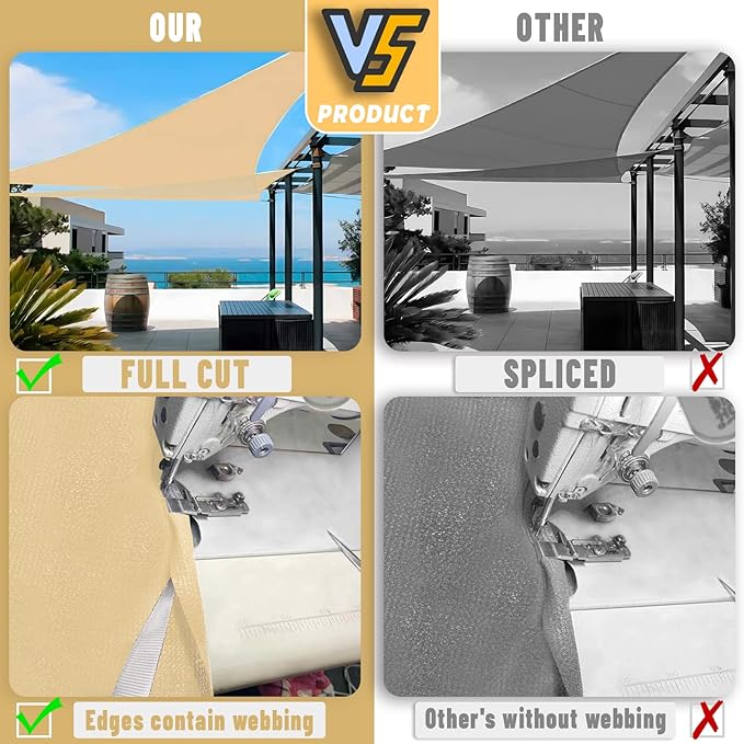 LOVE STORY Custom Size 8'x8'x11.3' Sand Sun Shade Sail Right Triangle Sunhsade Fabric Awning Canopy for Patio Backyard Carport Pergola (Customized)