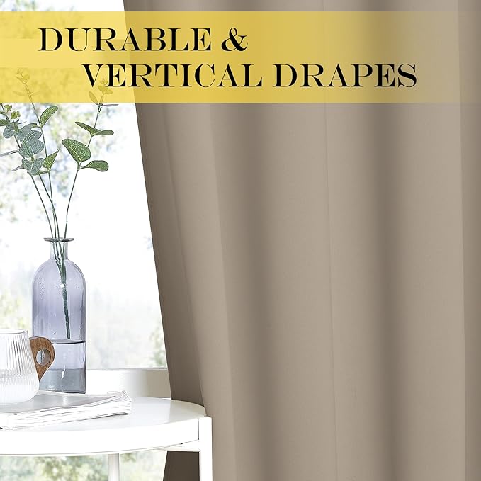 NICETOWN Blackout Curtains & Drapes - Privacy Thermal Efficiency Backdrop Curtains for Bedroom Room Divider Living Room Patio Sliding Glass Door, Wide 80 x Long 144 inch, Taupe, 1 Panel