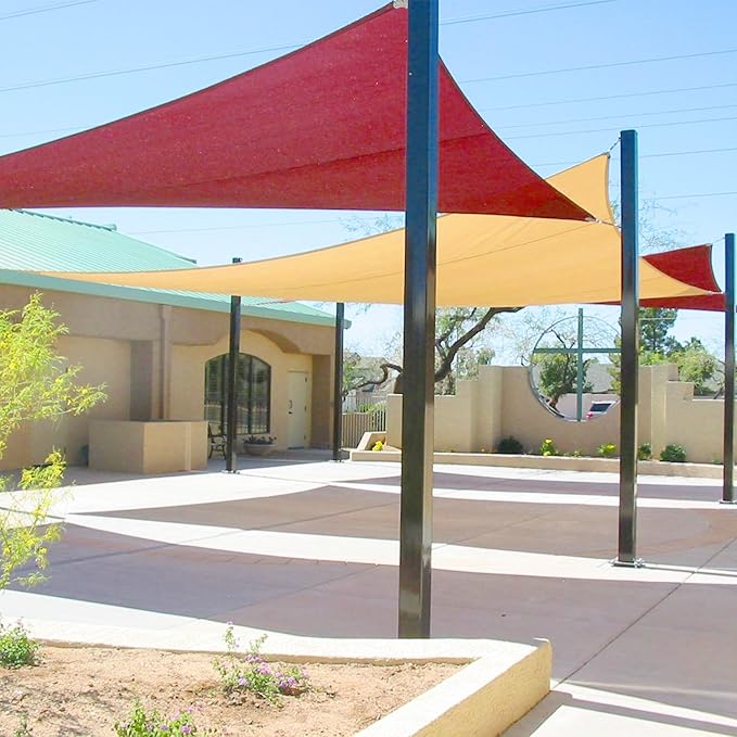 E&K Sunrise 12' x 12' x 12' Sun Shade Sail Triangle Canopy Shade Cover UV Block for Patio Backyard Garden Outdoor (Red)