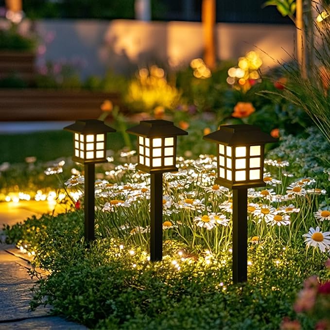 GIGALUMI Solar Outdoor Lights,6 Pack LED Solar Lights Outdoor Waterproof, Solar Walkway Lights Maintain 10 Hours of Lighting for Your Garden, Landscape, Path, Yard, Patio, Driveway