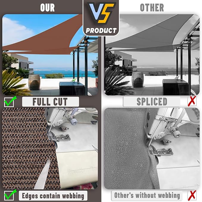 LOVE STORY Custom Size 5'x5'x7.1' Brown Sun Shade Sail Right Triangle Sunhsade Fabric Awning Canopy for Patio Backyard Carport Pergola (Customized)