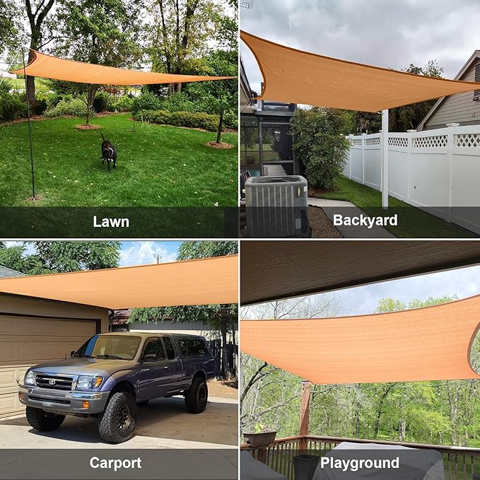 SUNLAX Sun Shade Sail 20' x 24' Peach Fuzz Rectangle Canopy Sail Shade Cover UV Block Permeable Sunshade Outdoor for Patio Backyard Deck Pergola (We Make Custom Size)