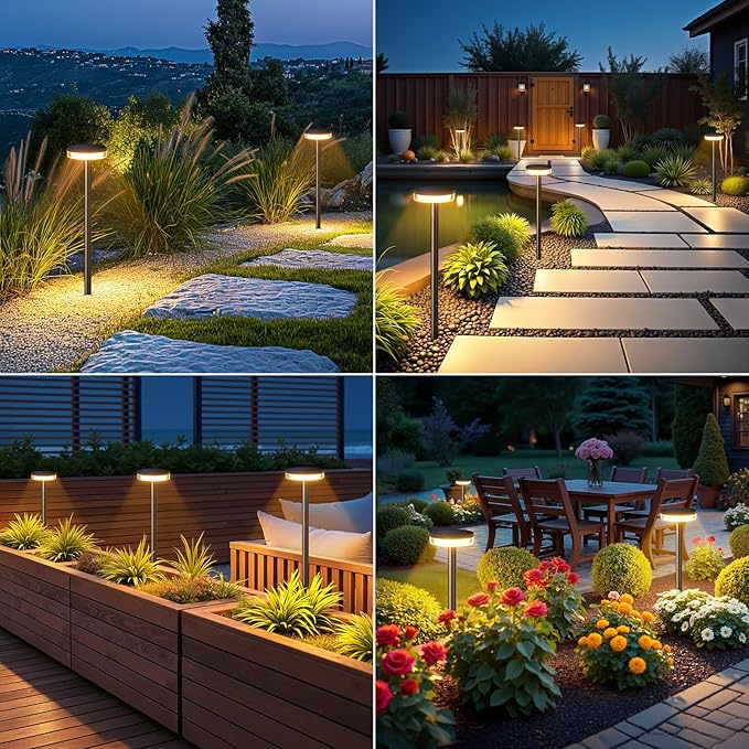 LETMY Solar Pathway Lights Outdoor, 6 Pack 2X Brighter Solar Lights Outdoor Waterproof, Taller Pathway Light with Larger Panel, Auto On/Off Up to 12Hrs Driveway Light for Yard Outside Patio Path Lawn