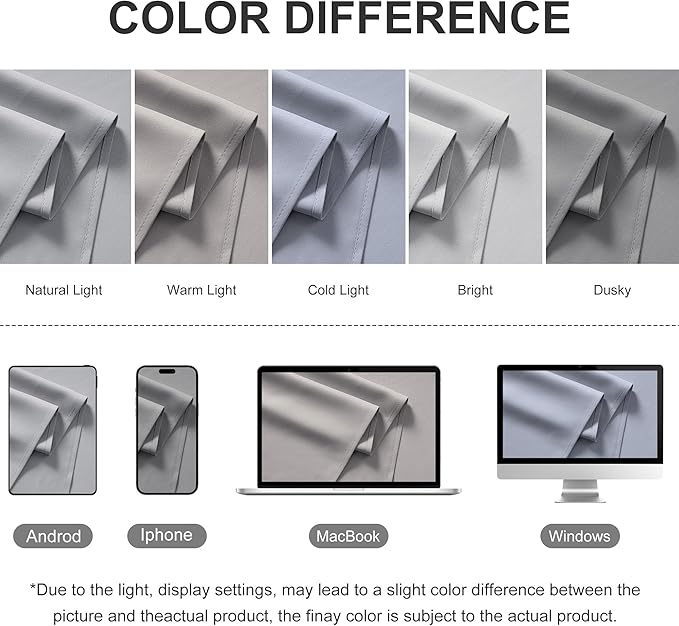 RYB HOME Outdoor Curtains for Patio Waterproof Block Sunlight Thermal Insulated Privacy Assured Thick Outside Curtains for Deck, Balcony, Pool, W52 x L63, Light Grey, 1 Panel