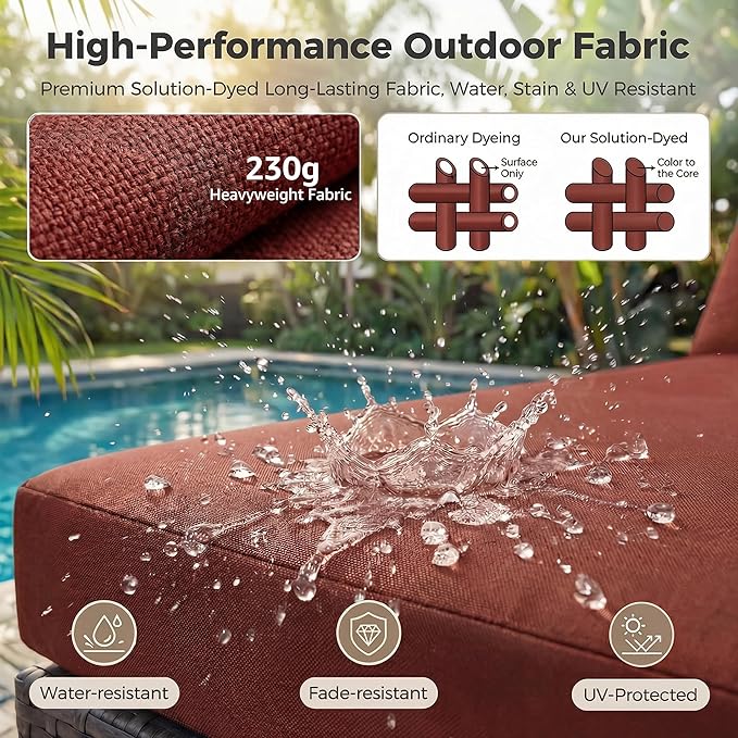 NICESOUL 9 Piece Large Patio Furniture Set with Fire Pit Table Propane/Natural Gas, 29.3'' High Back Wicker Outdoor Sectional Sofas, Wide Conversations for Heavy Weight, 2 Color Cushions Wine & Gray