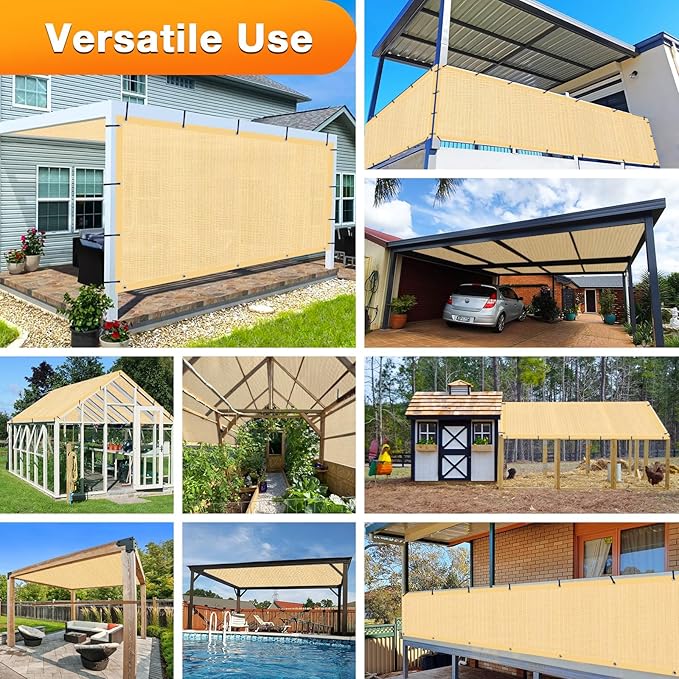 Artpuch Outdoor Pergola Shade Cover 5' X 9' Sun Shade Cloth with Grommets, 90% UV Protection Canopy Patio Privacy Screen (Customized Available) GN107, Wheat