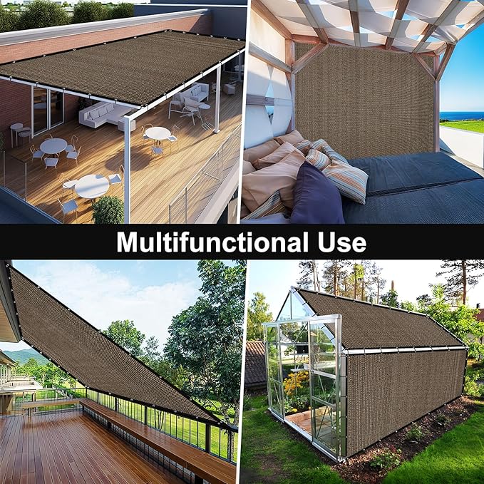 Artpuch 90% Sun Shade Cloth, 12 x 16 FT Pergola Shade Cover Canopy with Grommets, Sun Screen Fabric Tarp for Patio, Outdoor, Garden, Backyard, Mocha