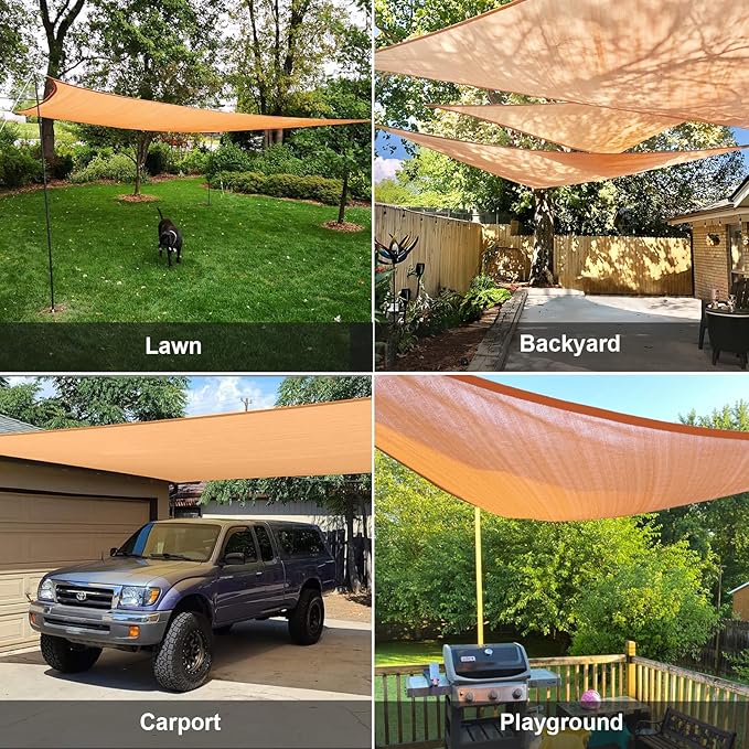 SUNLAX Sun Shade Sail 12' x 20' x 23.3' Peach Fuzz Rectangle Canopy Sail Shade Cover UV Block Permeable Sunshade Outdoor for Patio Backyard Deck Pergola (We Make Custom Size)