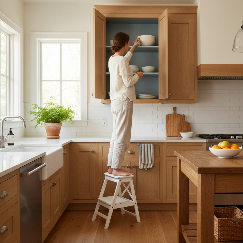After Your Kitchen Remodel: Judge a Portable Folding Step Stool by Reach and Safety, Not Just Price