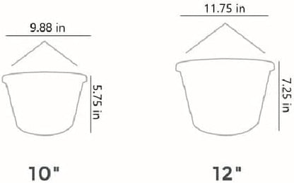 The HC Companies 12 Inch Euro Hanging Planters, Lightweight UV-Resistant Plastic Hanging Planters for Indoor & Outdoor Plants, 2-Pack Hanging Flower Pots for Garden, Patio & Home Decor, White
