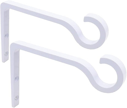 White Hanging Plant Bracket 6inch Metal Plant Hook Shepherds Hook Decorative Wall Plant Hanger for Hanging Lanterns, Bird Feeder, Flower Basket, Home Decor Indoor & Outdoor 2pack