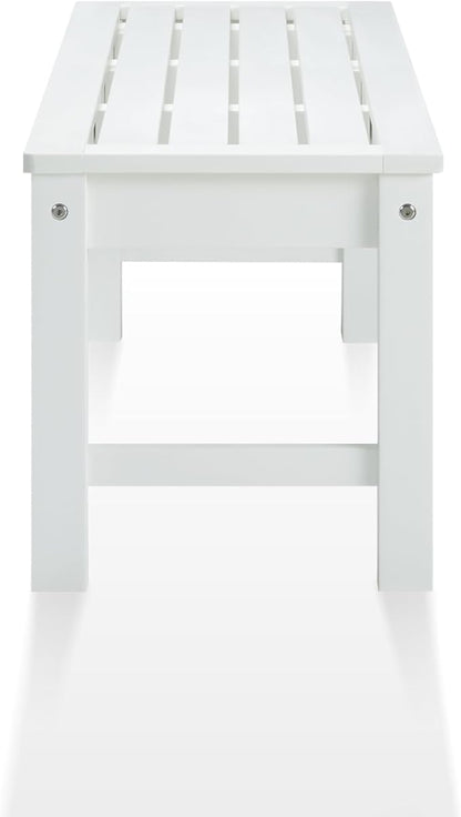 Psilvam Outdoor Bench, Two Person Poly Lumber Porch Bench, Weatherproof Garden Bench That Never Rot and Fade, Patio Bench Suit for Garden, Porch, and Park (2 pcs, White)
