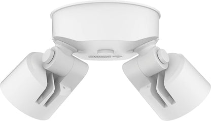 Lithonia Lighting HomeGuard 2-Light LED Outdoor Flood Lights, Wall or Ceiling Mount Outdoor Lights, 4000K Cool White, Round Heads, White (HGX LED 2RH 40K 120 WH M2)