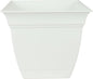 The HC Companies Eclipse Square Plastic Planter w/Attached Saucer - Outdoor & Indoor Plant Pot with Drainage Holes - Lightweight, UV-Resistant Plastic Pots for Plants (10" White, Pack of 1)