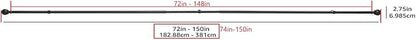 Amazon Basics Adjustable Heavy Duty Curtain Rod for Windows, Round Finials, 1-Inch Rod, 72" to 144", Nickel, 1-Pack