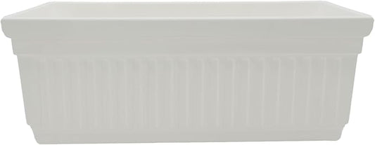 The HC Companies Venetian Window Planter Box w/Drain Plug - Long Planter Box for Windowsills, Balconies & More - Plastic Large Rectangular Outdoor Planters for Herbs & Flowers (30" White, Pack of 1)