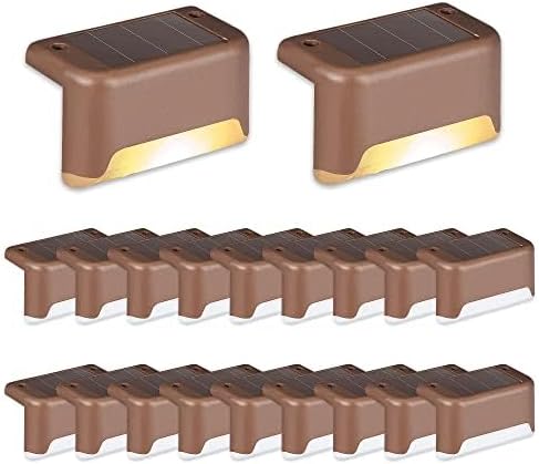 SOLPEX 20 Pack Solar Deck Lights Outdoor, Waterproof Led Lights for Outdoor Stairs, Step, Fence, Yard, Patio, and Pathway(Warm White)