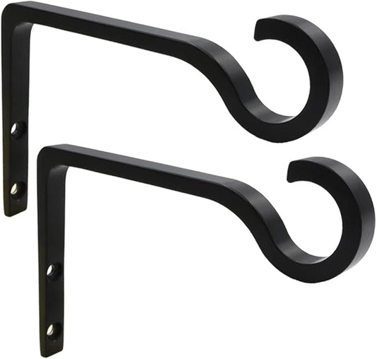 Hanging Plant Bracket 6inch Metal Plant Hook Shepherds Hook Decorative Wall Plant Hanger for Hanging Lanterns, Bird Feeder, Flower Basket, Home Decor Indoor & Outdoor 2 Pack (Black)