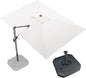 PURPLE LEAF 9' X 11.5' Patio Umbrella with Base Outdoor Cantilever Rectangle Umbrella Offset Umbrella with 360-degree Rotation for Garden Deck Pool Patio White