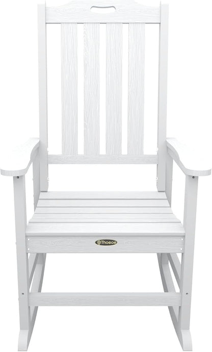 Oversized Rocking Chair Set of 8, Outdoor Rocking Chair for Adults, All Weather Resistant Porch Rocker for Lawn Garden, White