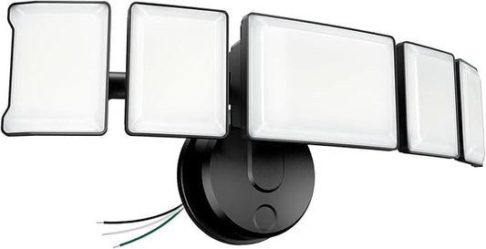 Olafus 130W Flood Light Outdoor, Switch Controlled 13000LM LED Security Light, IP65 Waterproof Outside Floodlight with 5 Adjustable Heads, 6500K Exterior Flood Light Fixture Wired for House Yard Black