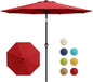 Garvee 9FT Patio Umbrella - Outdoor Table Umbrella with Smooth Crank Lift, Push Button Tilt and 8 Sturdy Ribs - Market Umbrella UV Protection Waterproof for Pool, Deck, Yard, Garden -Red