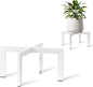 IZIDDO Plant Stand Indoor Outdoor,Metal Mid-Century Pot Stand,Modern Plant Holder Rattan Flower Plant Stool,Low Short Plant Stands for Indoor Fit 5-12 Inch Pot,White(Pot & Plant Not Included)
