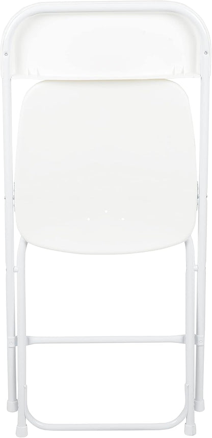 Flash Furniture Hercules Set of 10 Indoor/Outdoor Heavy-Duty Plastic Folding Chairs, Foldable Commercial Stacking Chairs with 650-lb. Static Weight Capacity, White