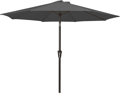 MEWAY 9ft Patio Umbrella Outdoor Table Umbrellas with Push Button Tilt and Crank, Market Umbrella 8 Sturdy Ribs for Deck, Garden, Pool and Backyard, Gray