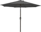 MEWAY 9ft Patio Umbrella Outdoor Table Umbrellas with Push Button Tilt and Crank, Market Umbrella 8 Sturdy Ribs for Deck, Garden, Pool and Backyard, Gray