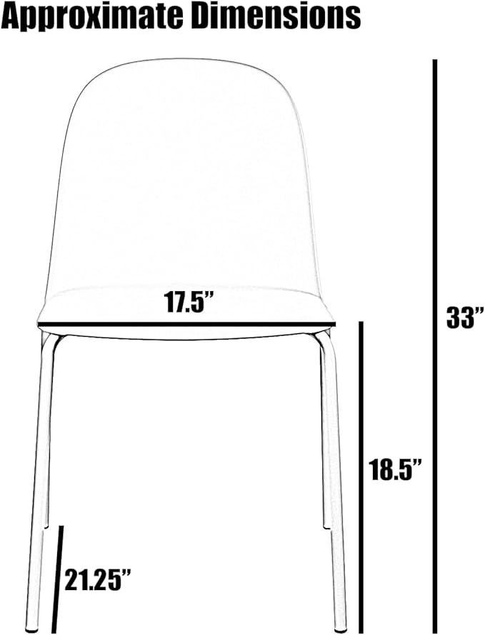 2xhome Set of 4 Modern Stackable Armless Dining Chairs | Plastic Shell Seat with Metal Legs | Indoor or Outdoor Use | Home Kitchen Patio, Beige