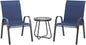 UDPATIO Patio Dining Set of 3, Outdoor Table and Chairs Set with Glass Table, 2 Stackable Patio Chairs with High Back, Outdoor Furniture Sets for Deck Garden Backyard Lawn Poolside (Blue)