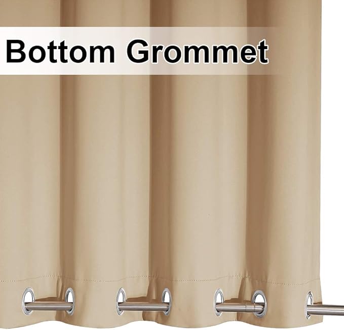 NICETOWN 2 Panels Outdoor Curtains for Patio Waterproof, Sunlight Block Rustproof Grommet Top and Bottom Windbreak Thick Enough Keep Sun/Rain Out for Deck, Biscotti Beige, W52 x L108