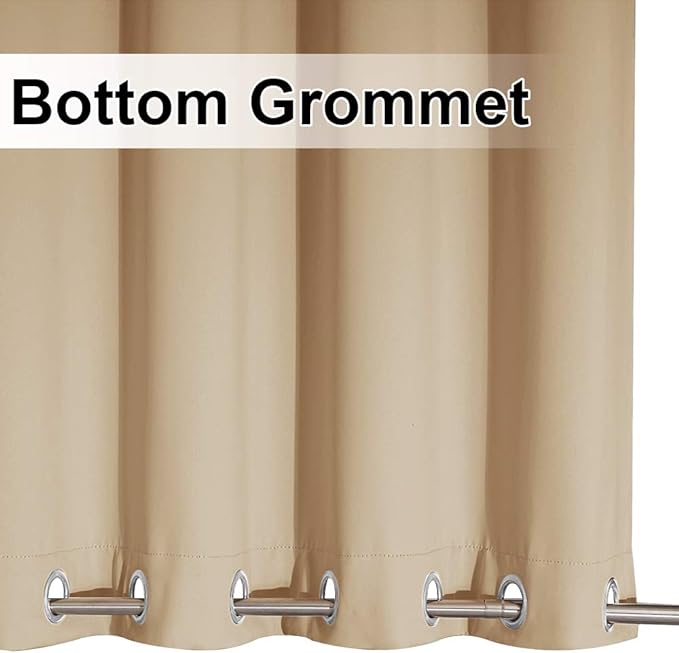 NICETOWN 2 Panels Weighted Blackout Curtains for Patio Waterproof & Windproof, Thermal Insulated Top and Bottom Rustproof Grommets Light Block Outdoor Drape for Pool, Biscotti Beige, W52 by L95