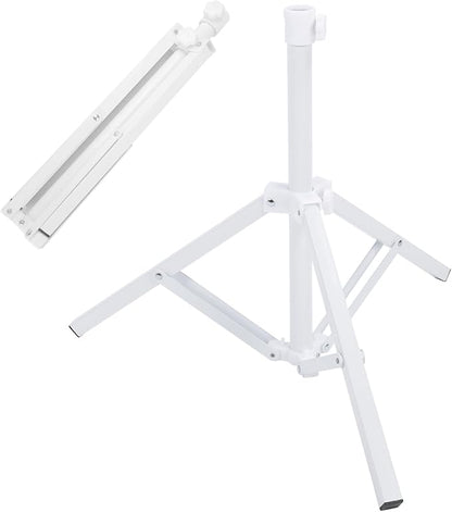 Beach Umbrella Stand Base,Portable Foldable Sun Umbrella Stand White Triangular Iron Support Base for Patio Beach Garden Camping Fishing Outdoor Sunshade Stand