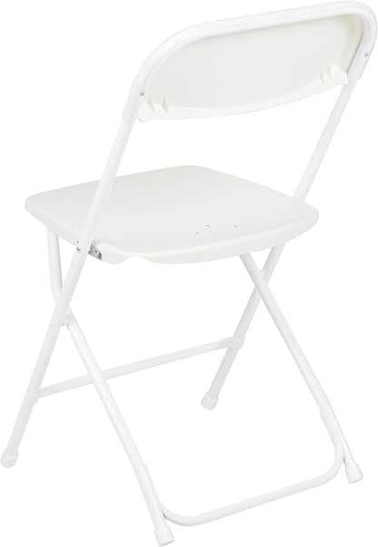 Flash Furniture Hercules Set of 10 Indoor/Outdoor Heavy-Duty Plastic Folding Chairs, Foldable Commercial Stacking Chairs with 650-lb. Static Weight Capacity, White
