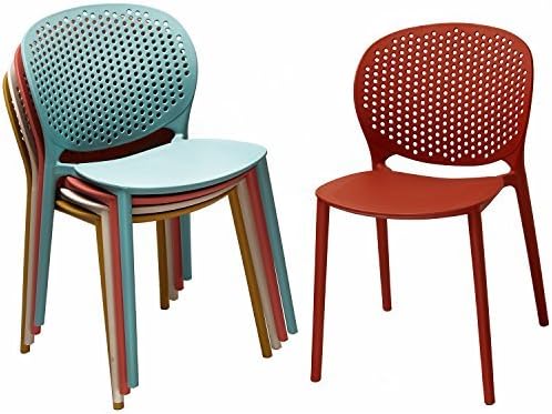 2xhome Set of 2 Patio Dining Chairs | Modern Stackable Outdoor Pool Side Chair | Weather Resistant Plastic for Yard, Porch, Balcony, Kitchen, Black