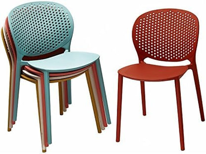 2xhome Set of 4 Patio Dining Chairs | Modern Stackable Outdoor Pool Side Chair | Weather Resistant Plastic for Yard, Porch, Balcony, Kitchen, White