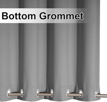 NICETOWN Outdoor Curtain Waterproof for Patio Extra Long, Windproof Thermal Insulated Top and Bottom Stainless Steel Grommets Blackout Outdoor Drape for Porch, Silver Grey, 1 Piece, W52 x L108