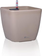 Dexceder 11x10 Self Watering Planter Indoor Outdoor, Inner Mat Design, Thickened Table Flower Plant Pot with Water Level Indicator (Taupe Matte)