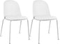 2xhome Modern Stackable Armless Dining Chair | Plastic Shell Seat with Metal Legs | Indoor or Outdoor Use | Home Kitchen Patio (2, White, Padded Seat)