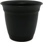 The HC Companies Eclipse Round Planter with Saucer - Outdoor & Indoor Plant Pot with Drainage Holes - Lightweight, UV-Resistant Plastic Pots for Plants, Flowers & Herbs (6" Black, Pack of 1)