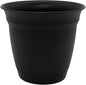 The HC Companies Eclipse Round Planter with Saucer - Outdoor & Indoor Plant Pot with Drainage Holes - Lightweight, UV-Resistant Plastic Pots for Plants, Flowers & Herbs (8" Black, Pack of 1)